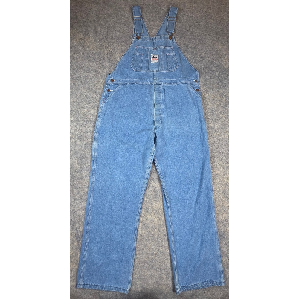 Bubba Brand Over-Y'alls Denim Overalls XL 44-46 Mens Light Wash Workwear Bibs